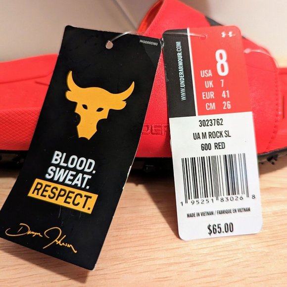 NWT Under Armour Project Rock Men's Sideline Slides Size 8 Red/Black Sandals - Picture 5 of 5